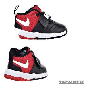 Nike Team Hustle D8 Toddlers/Infants Shoes Black/White/ Viniver city Red size 6C